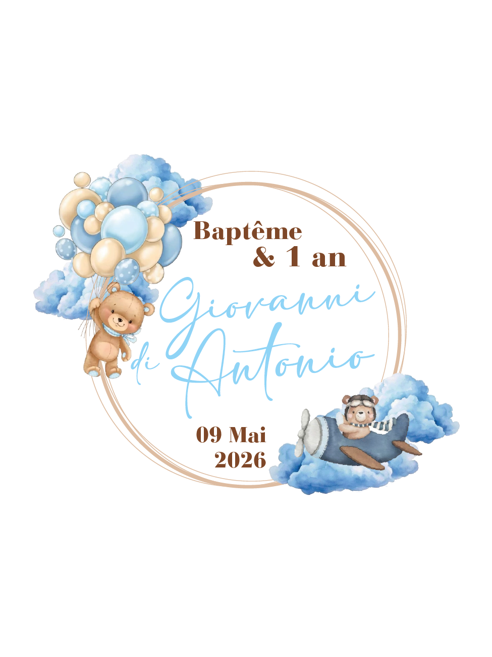 Gobelet Personnalisé Baptême "Ciel"