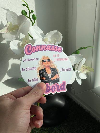 Stickers Rond "Connasse à bord"