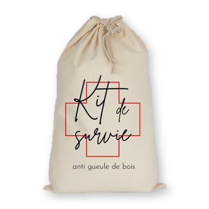 Pochon "Kit de survie" calligraphique