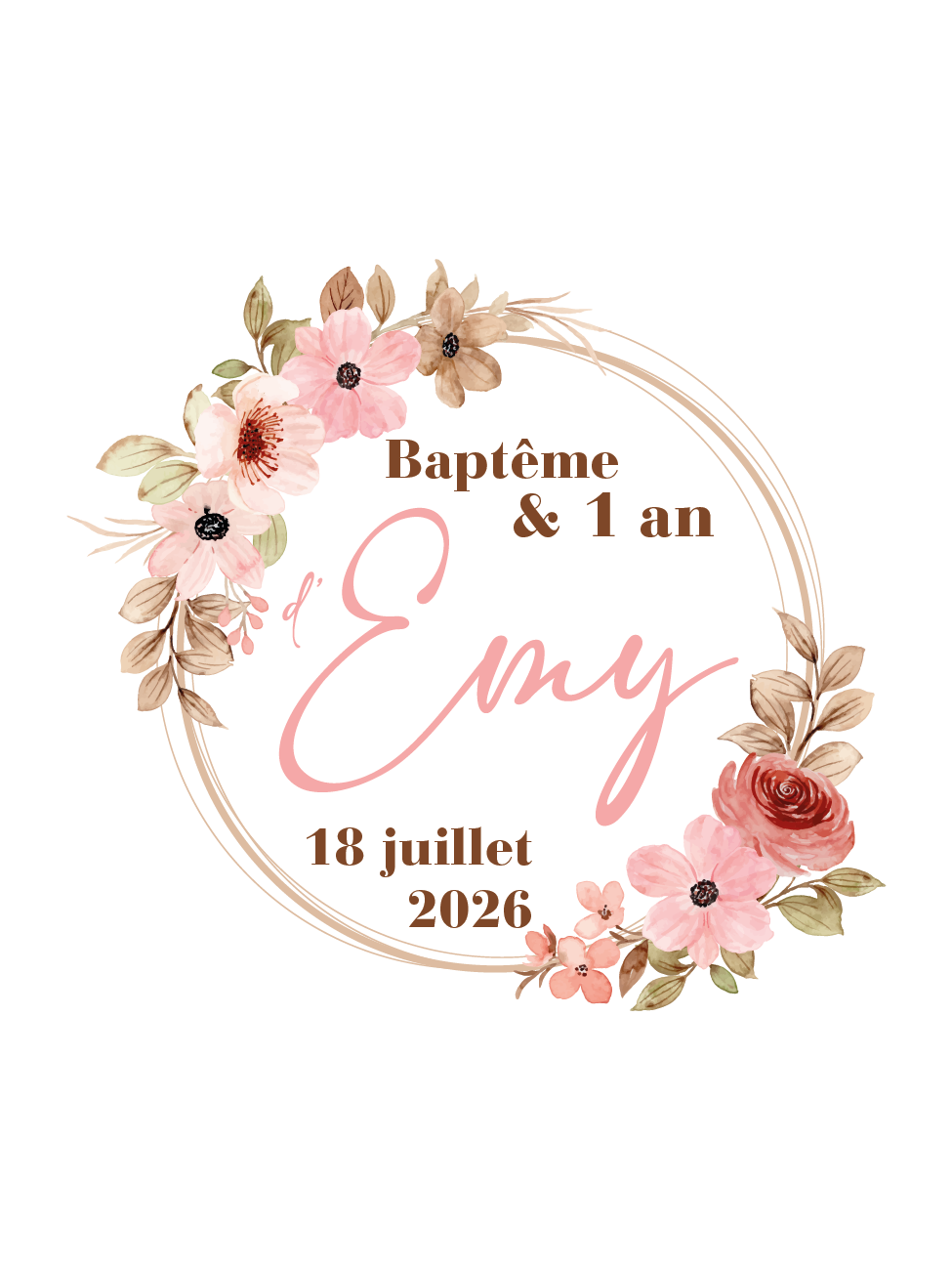 Gobelet Personnalisé Baptême "Fleur rose"