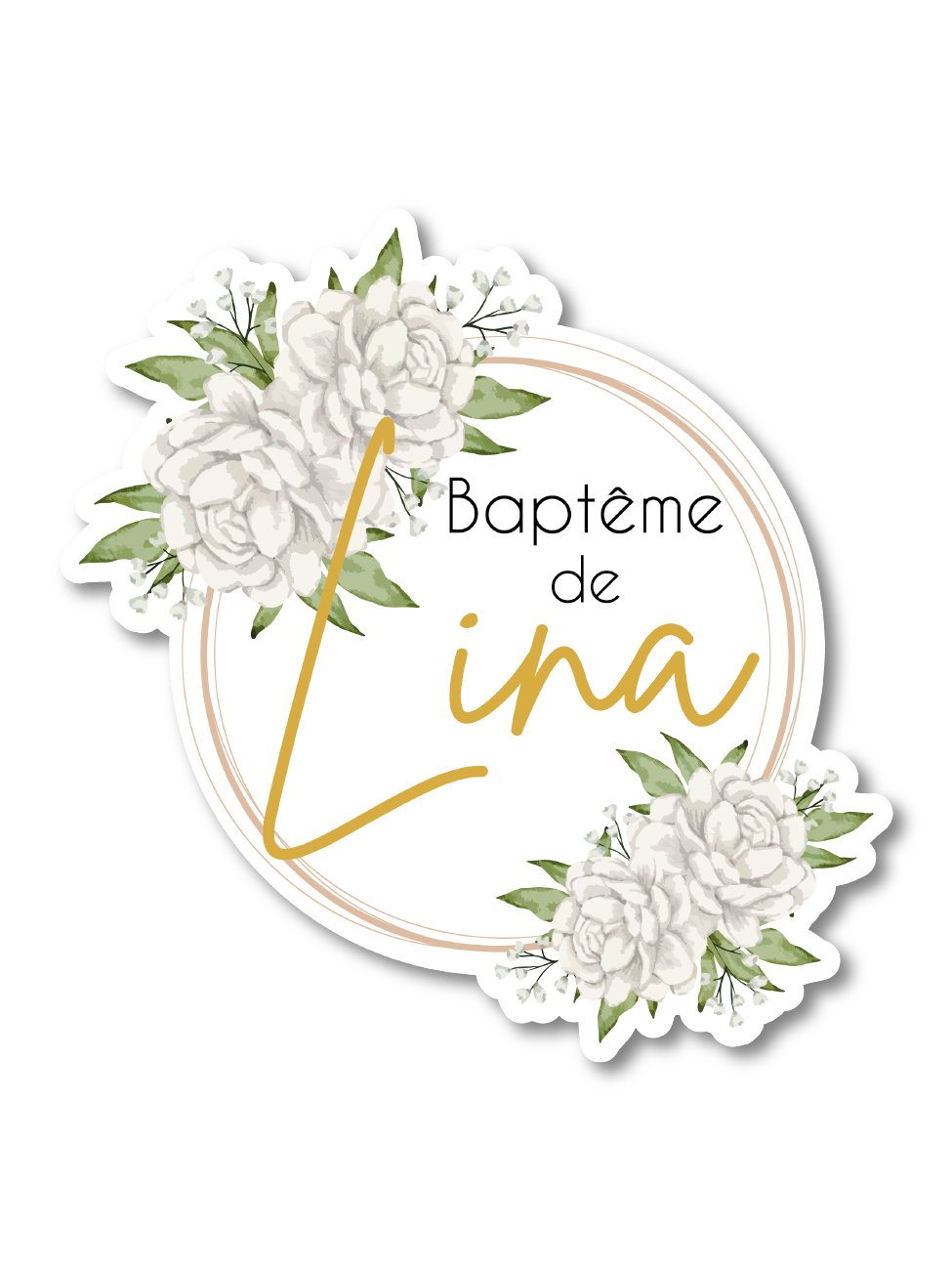 Gobelet Personnalisé Baptême "Fleur Blanche"