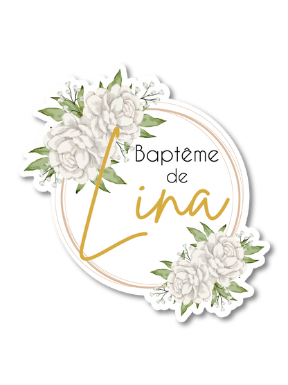Gobelet Personnalisé Baptême "Fleur Blanche"