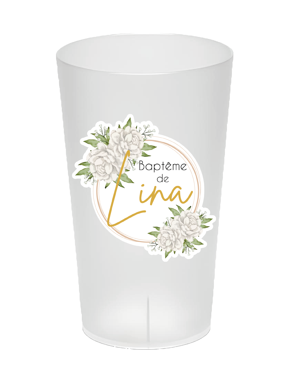 Gobelet Personnalisé Baptême "Fleur Blanche"
